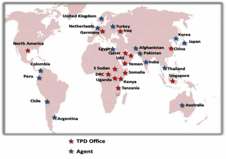 TPD Global Offices and Agents Map